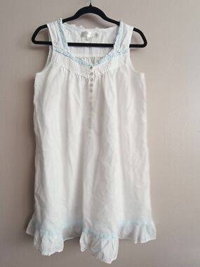 Eileen West 100% Cotton Lawn Sleeveless Nightshirt Chemise Small Cottagecore